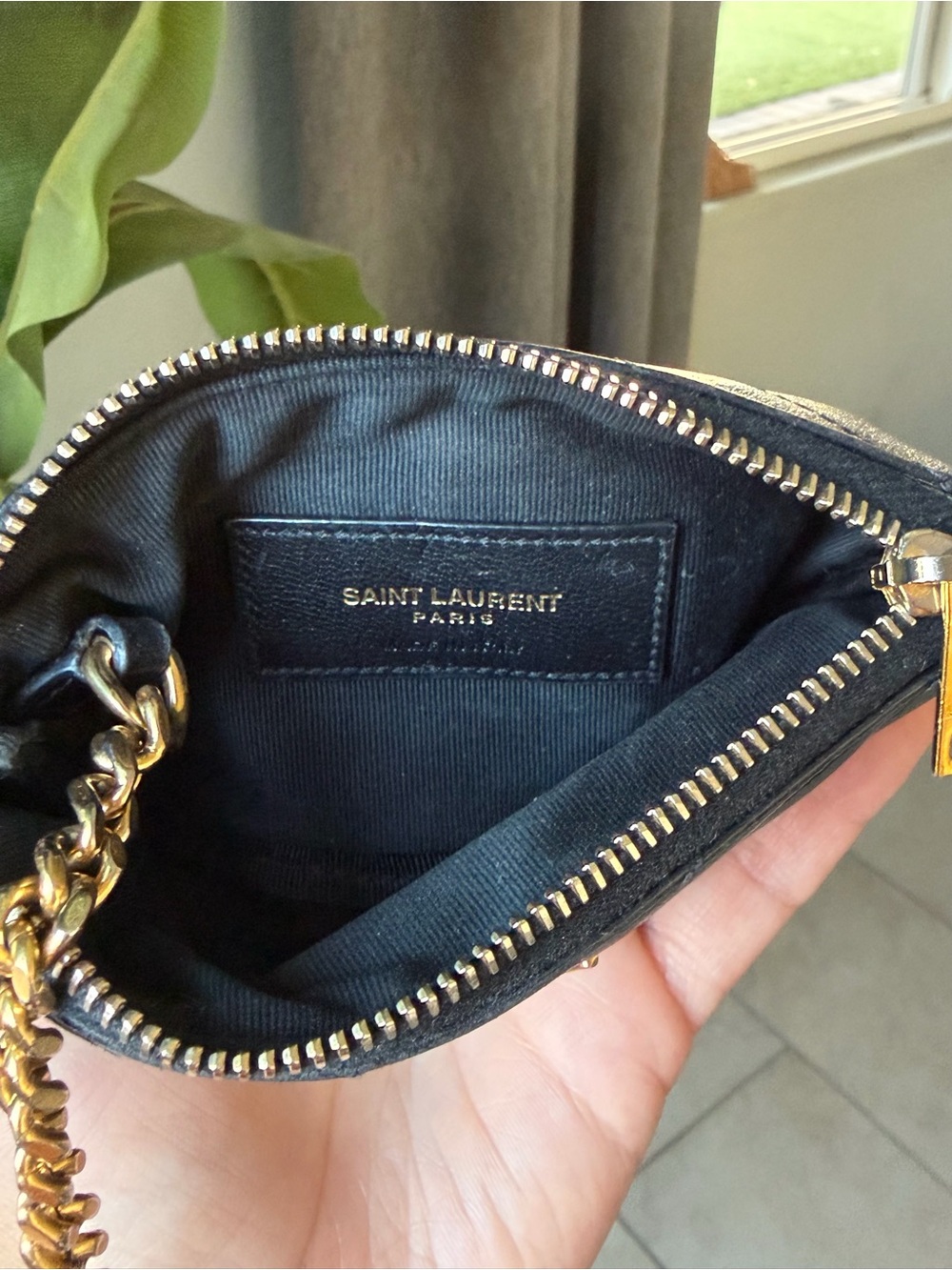 Saint Laurent Black Quilted Leather Key Ring Pouch with Gold YSL - Picture 7 of 8